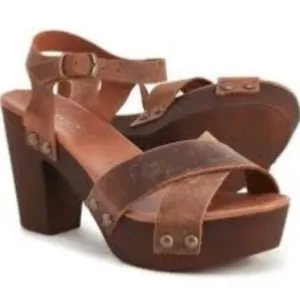 Mila Paoli Brown Leather Crossaband Sandals 39