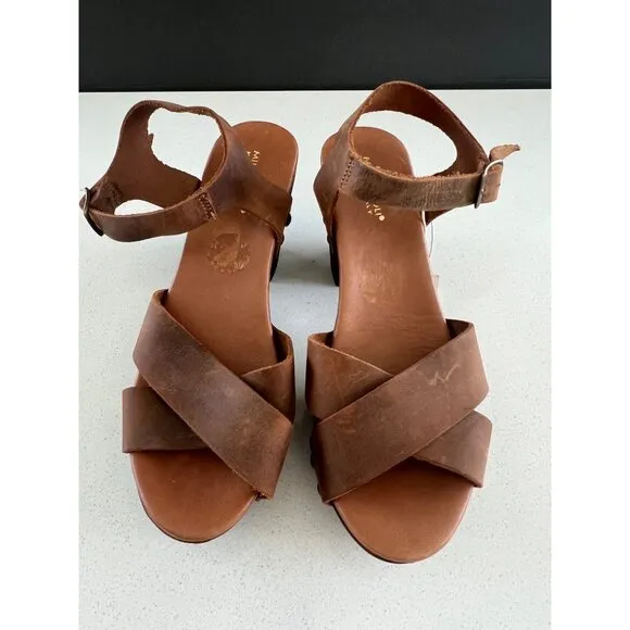 Mila Paoli Brown Leather Crossaband Sandals 39