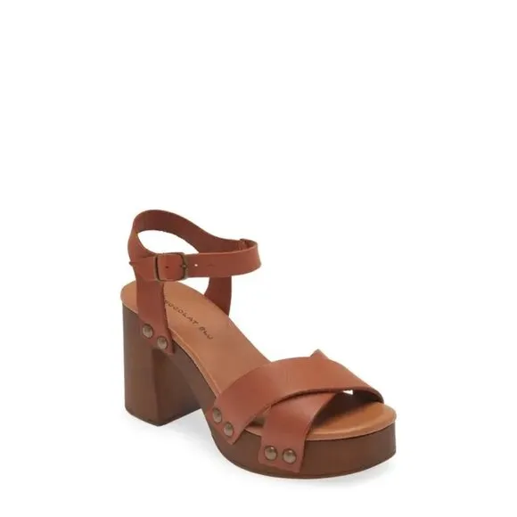 Mila Paoli Brown Leather Crossaband Sandals 39