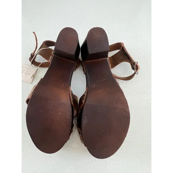 Mila Paoli Brown Leather Crossaband Sandals 39