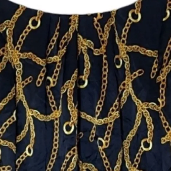 Milly of New York Simone size 12 black &amp; gold classic chain print mini dress