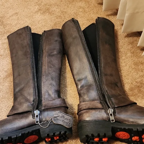 Milwakee Classic Harness Lace-Up Knee-High Moto Boots
