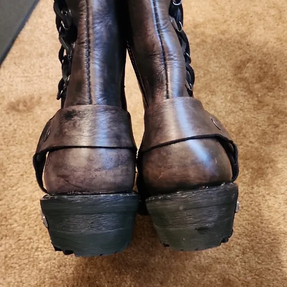 Milwakee Classic Harness Lace-Up Knee-High Moto Boots