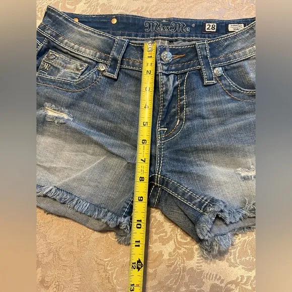 Miss Me Jean Shorts with Crystal &amp; metal studs Distressed shorts size 28