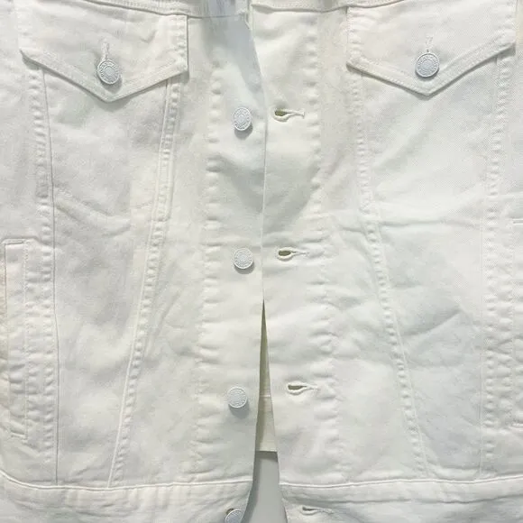 Mistress Rocks &quot;FATHOM' White Classic Oversized Denim Jacket in Size M