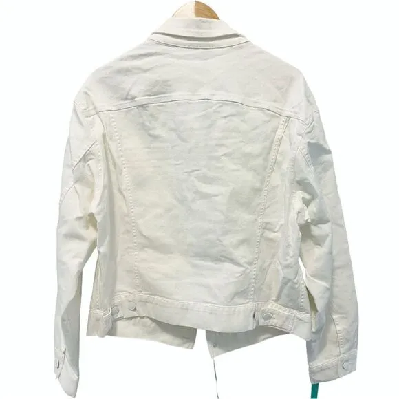 Mistress Rocks &quot;FATHOM' White Classic Oversized Denim Jacket in Size M