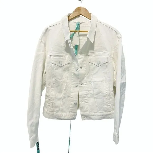 Mistress Rocks &quot;FATHOM' White Classic Oversized Denim Jacket in Size M
