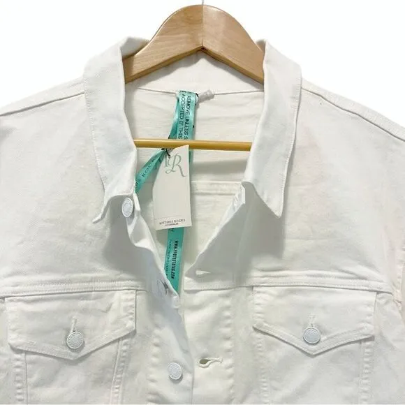 Mistress Rocks &quot;FATHOM' White Classic Oversized Denim Jacket in Size M