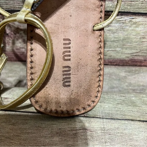Miu Miu Leather Strao Sandals