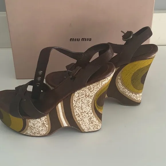 Miu Miu platform open toe Sandals leather/fabric