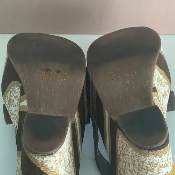 Miu Miu platform open toe Sandals leather/fabric