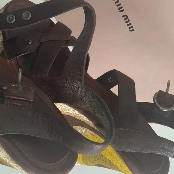 Miu Miu platform open toe Sandals leather/fabric