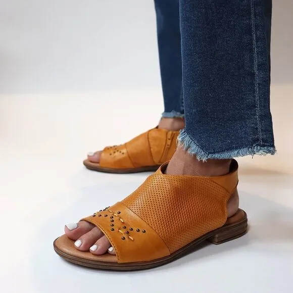 Miz Mooz Darcie Leather Side Zip Sandals Size 38