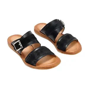 Miz Mooz Leather Double Band Slide Slip On Sandals Florra Beach Resortwear NWOB