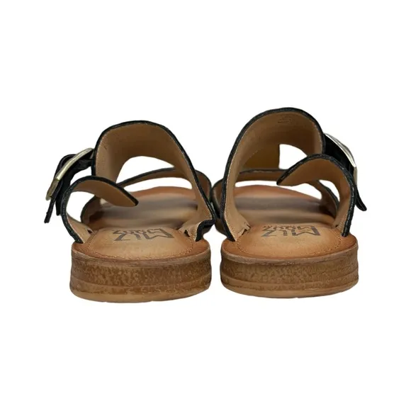 Miz Mooz Leather Double Band Slide Slip On Sandals Florra Beach Resortwear NWOB