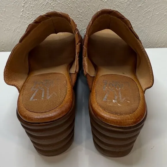 Miz Mooz Leather Slide Wedges Sandals Abbie Brandy, Size 38 (US 7.5)