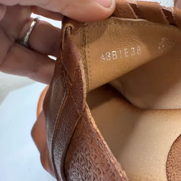 Miz Mooz Leather Slide Wedges Sandals Abbie Brandy, Size 38 (US 7.5)