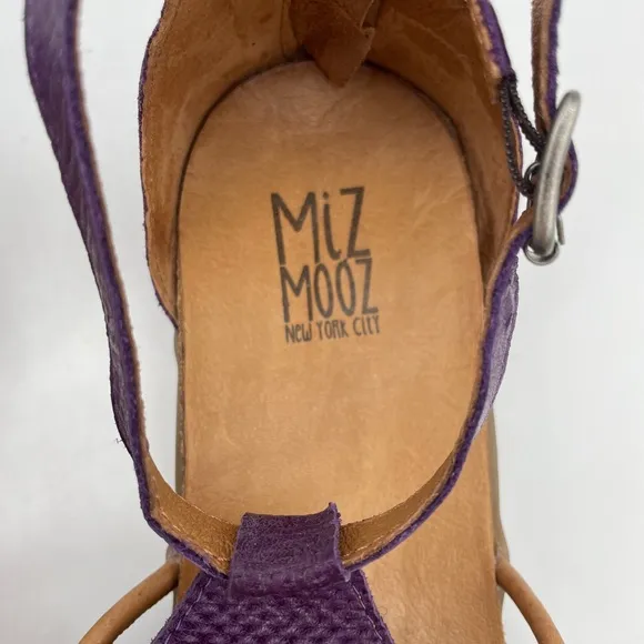 Miz Mooz Mari Leather Ankle Strap Zip Sandals Purple  Size EU 42 US 10.5-11