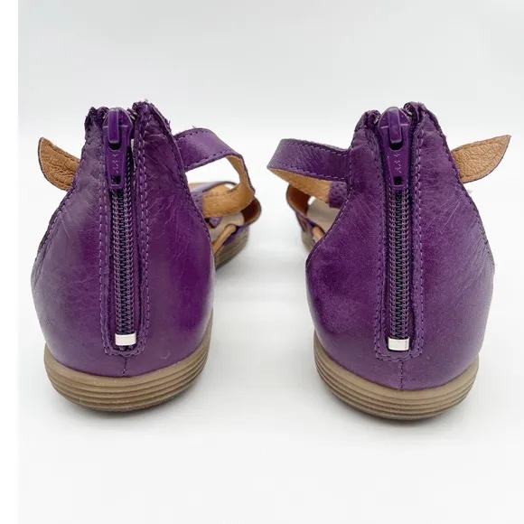 Miz Mooz Mari Leather Ankle Strap Zip Sandals Purple  Size EU 42 US 10.5-11
