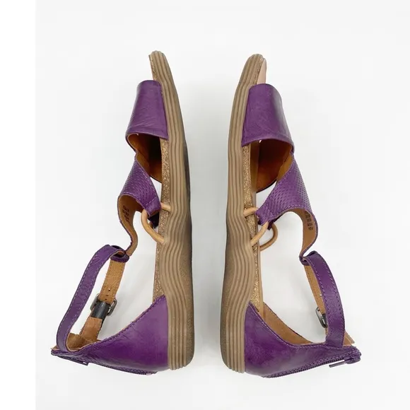 Miz Mooz Mari Leather Ankle Strap Zip Sandals Purple  Size EU 42 US 10.5-11