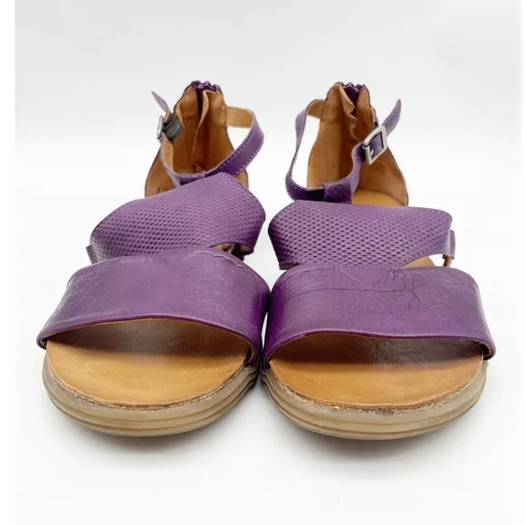 Miz Mooz Mari Leather Ankle Strap Zip Sandals Purple  Size EU 42 US 10.5-11