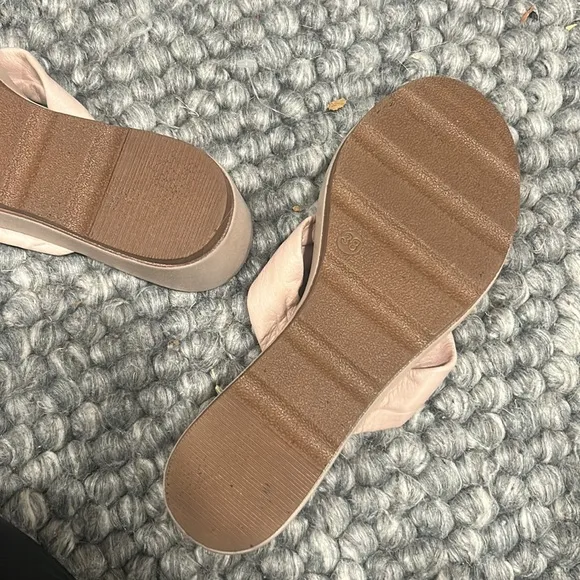 Miz Mooz Nuovo Creme Pink Leather Platform Sandals Size 38