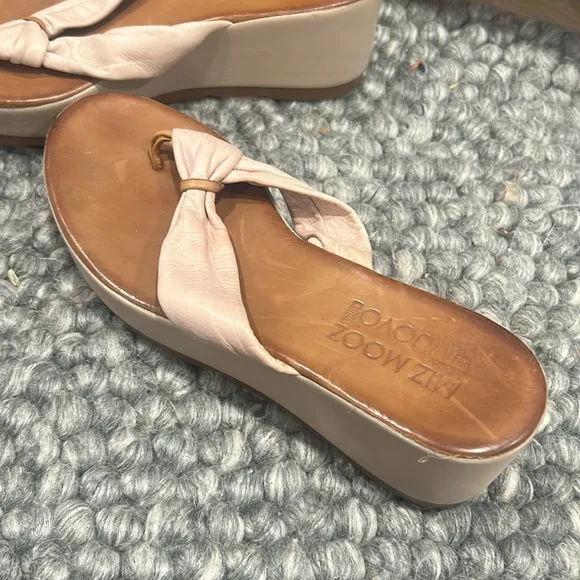 Miz Mooz Nuovo Creme Pink Leather Platform Sandals Size 38