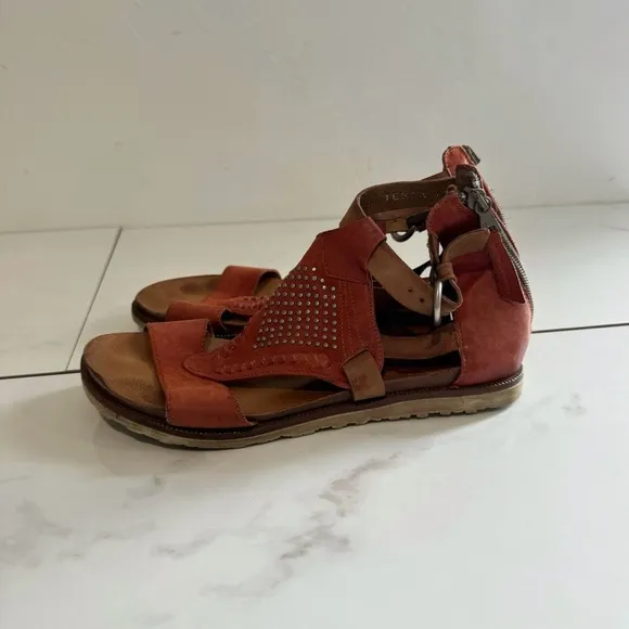 MIZ MOOZ Tessa Leather Orange Studded Sandals Size 37 / 7