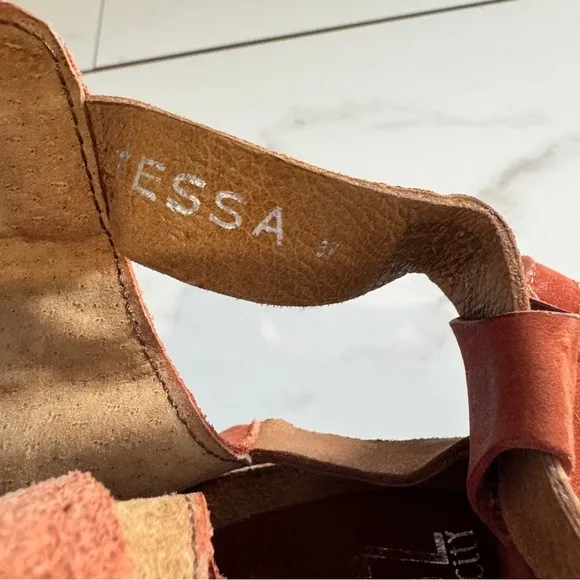 MIZ MOOZ Tessa Leather Orange Studded Sandals Size 37 / 7