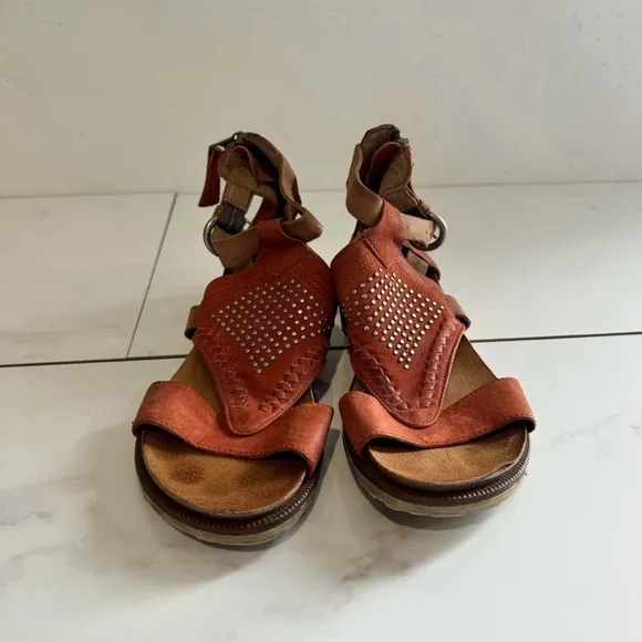 MIZ MOOZ Tessa Leather Orange Studded Sandals Size 37 / 7