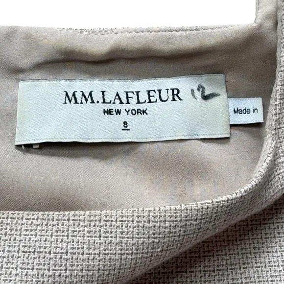 M.M. LAFLEUR Marie Dress Crosshatch in Dove size 8