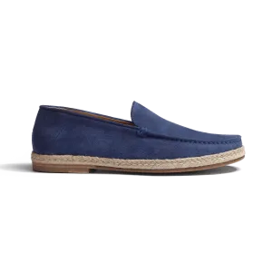 Mocassin Espadrille Uzès [homme cuir veau velours bleu de Limoges]