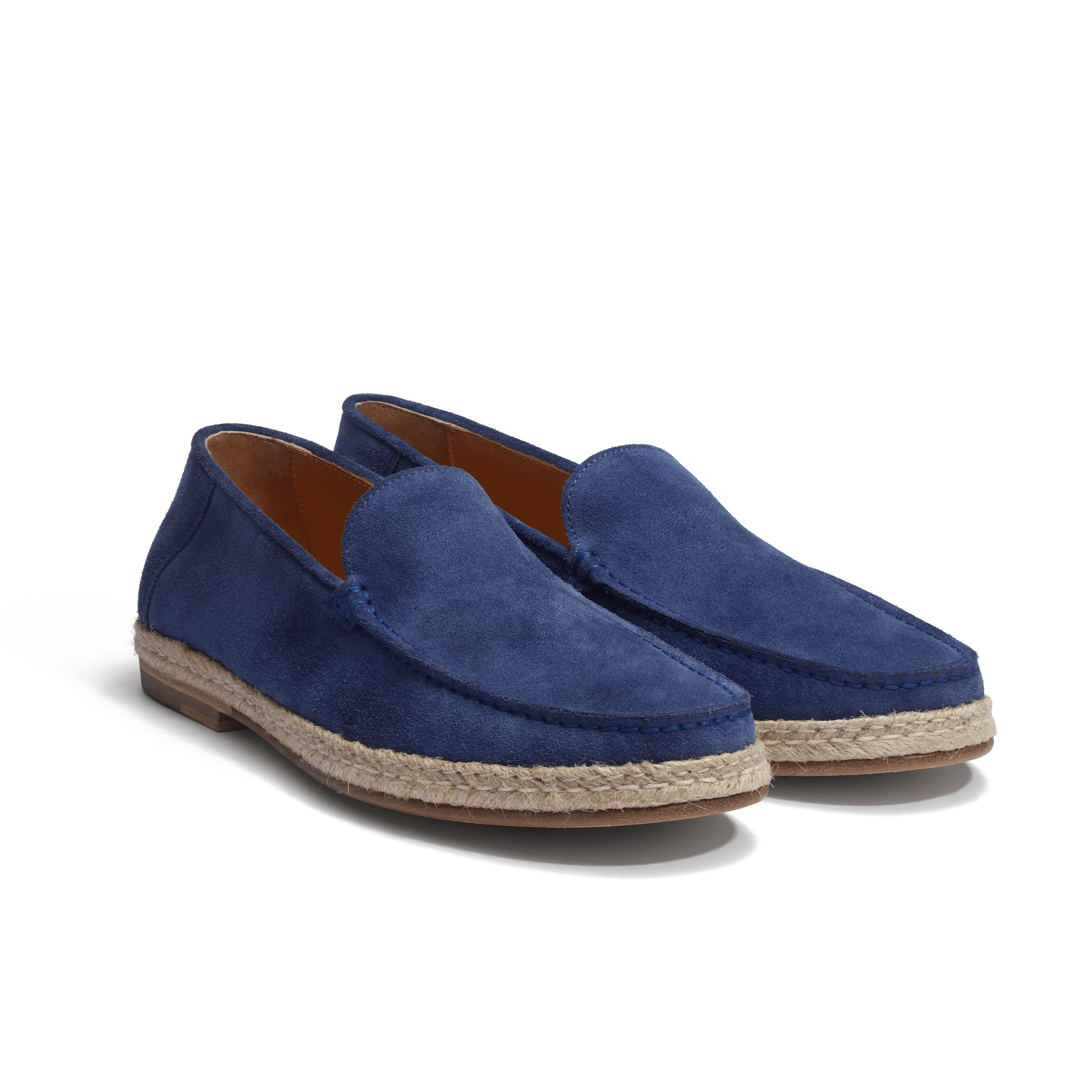 Mocassin Espadrille Uzès [homme cuir veau velours bleu de Limoges]
