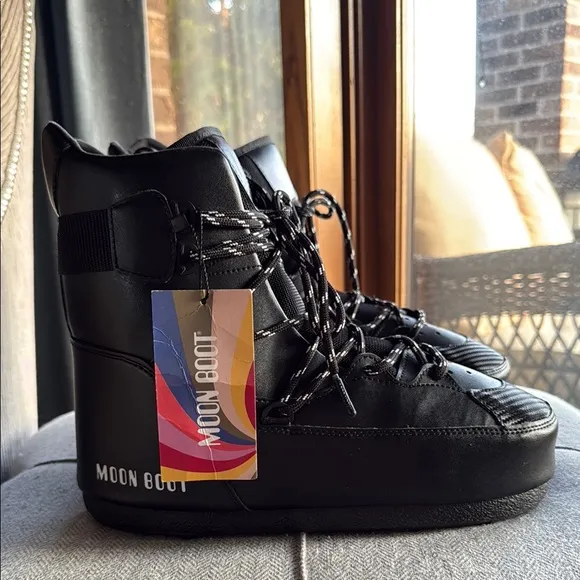Moon Boot Black Rain &amp; Snow Boots with Platform Sole