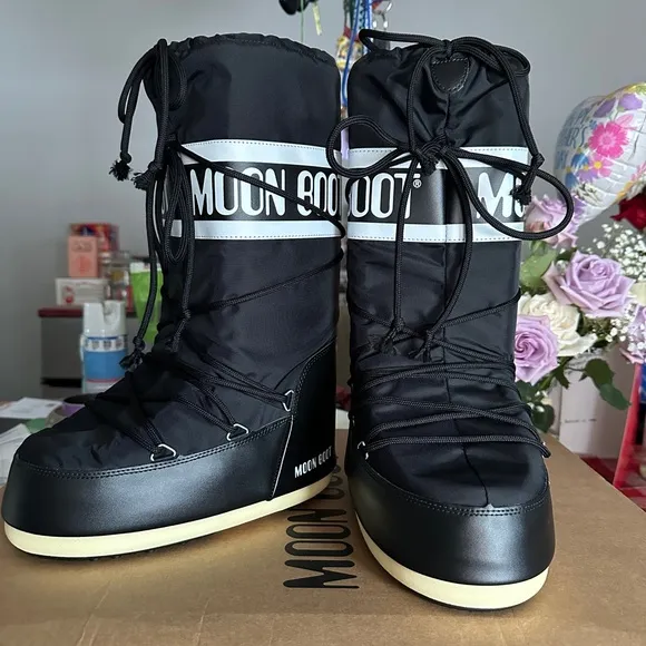 Moon Boot Classic Black and White Boots