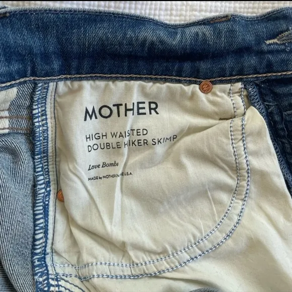 MOTHER HIGH WAISTED DOUBLE HIKER SKIMP JEANS