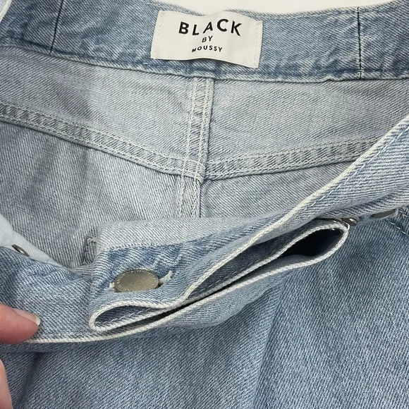Moussy Black by Moussy RARE Cross Waist Wide Straight Leg Light Denim Jeans 24