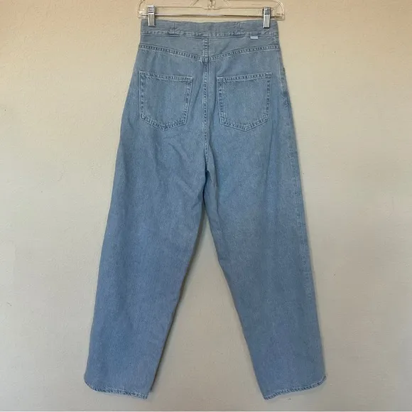 Moussy Black by Moussy RARE Cross Waist Wide Straight Leg Light Denim Jeans 24