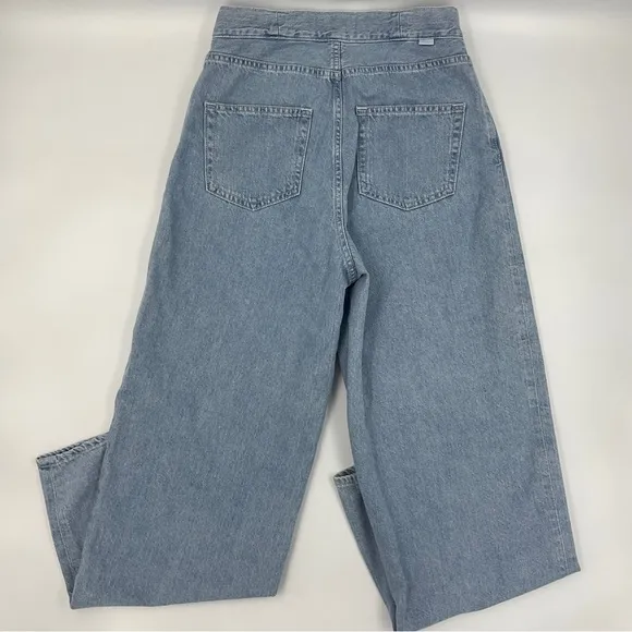 Moussy Black by Moussy RARE Cross Waist Wide Straight Leg Light Denim Jeans 24