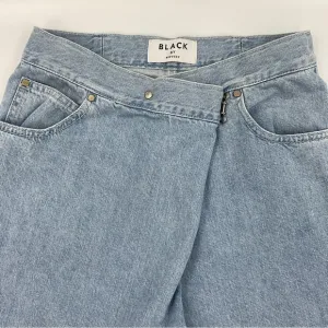 Moussy Black by Moussy RARE Cross Waist Wide Straight Leg Light Denim Jeans 24