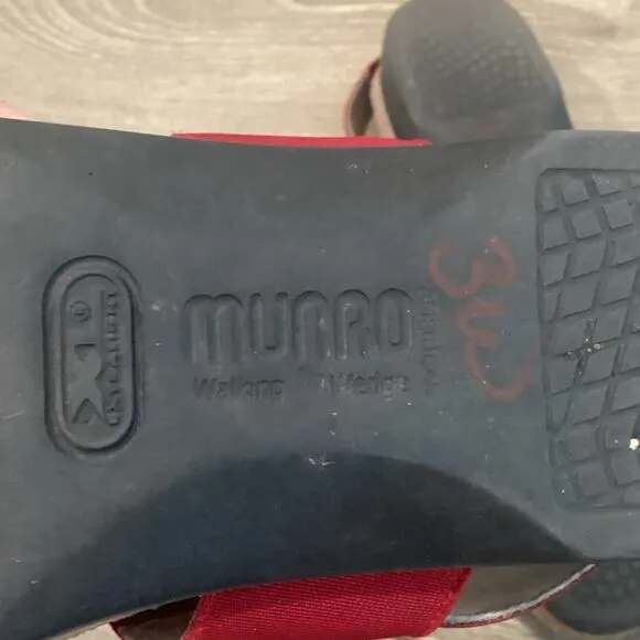 Munro Womens Pisces Sandals US 8.5 Red Multi Braided Comfort Beach Walking Wedge