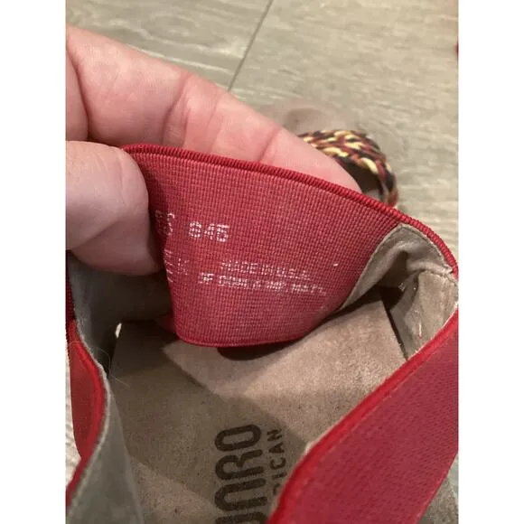 Munro Womens Pisces Sandals US 8.5 Red Multi Braided Comfort Beach Walking Wedge