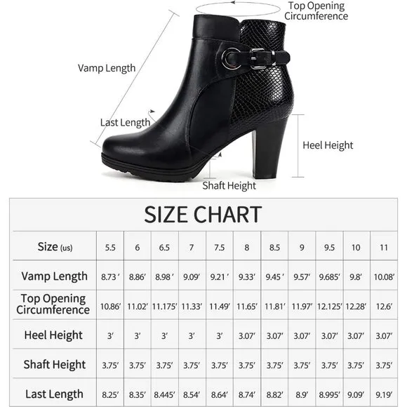 mysoft Ankle Boots Women's Black Polyurethane Buckle Strap Chunky Stacked Heel