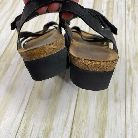 NAOT Black Leather Criss Cross Sophia Sandals