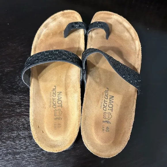 Naot Classic Toe Loop Nevada Sandals Black Size 9