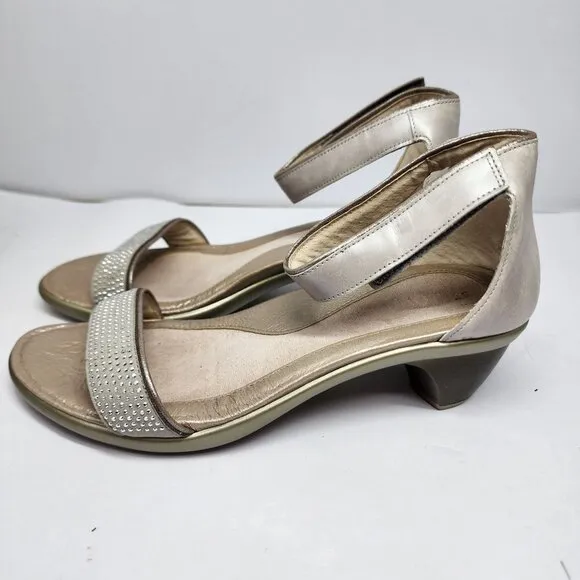Naot Dress Sandal Women EU39/US8-8.5 Progress Silver Metal Rivet Leather Heels