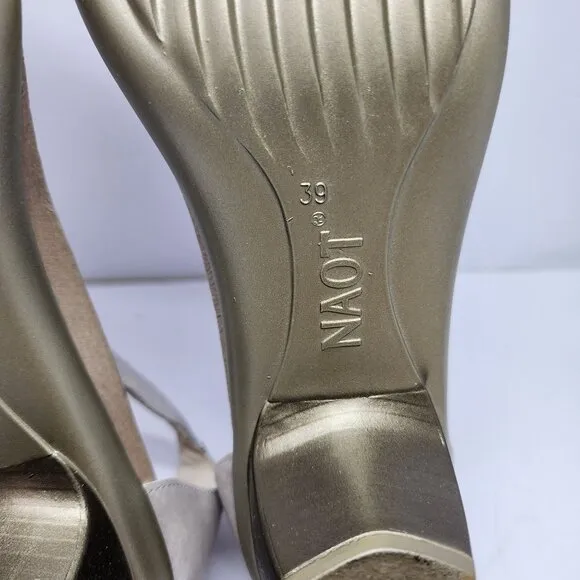 Naot Dress Sandal Women EU39/US8-8.5 Progress Silver Metal Rivet Leather Heels