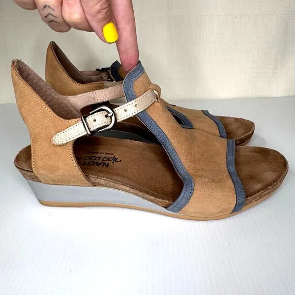 NAOT Fiona Wedge Sandals Women's EU 39/8.5 Leather Summer Beach Comfort