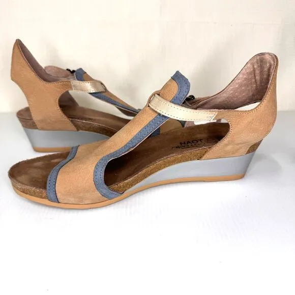 NAOT Fiona Wedge Sandals Women's EU 39/8.5 Leather Summer Beach Comfort