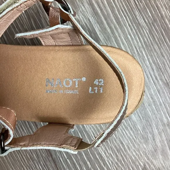 NAOT sandals NEW 42 Pier Soft Rose Gold‎  Leather Strap Wedge Open Tow Platform